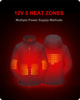Women's Soft Shell Heated Jacket Detachable Hood With 12V Battery Pack