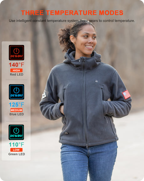 Women's Polar Fleece Heated Jacket With 12V Battery Pack