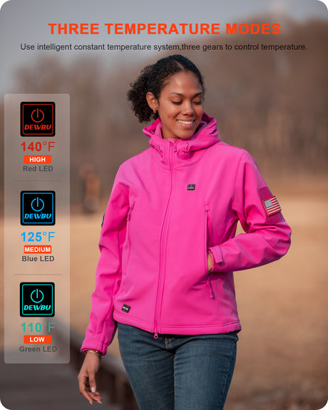Women's Soft Shell Heated Jacket With 12V Battery Pack