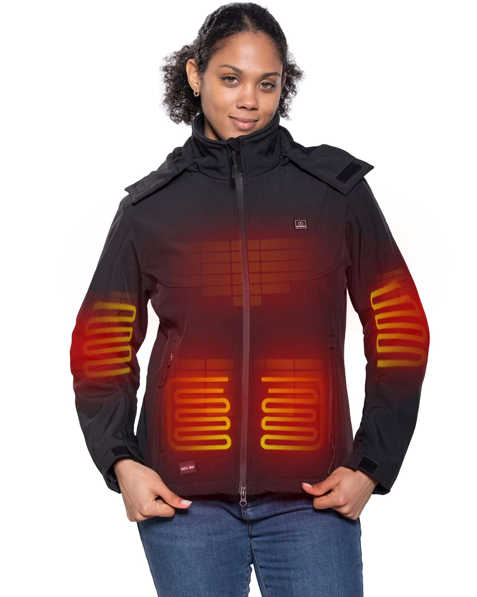 Heated jacket shop with hood