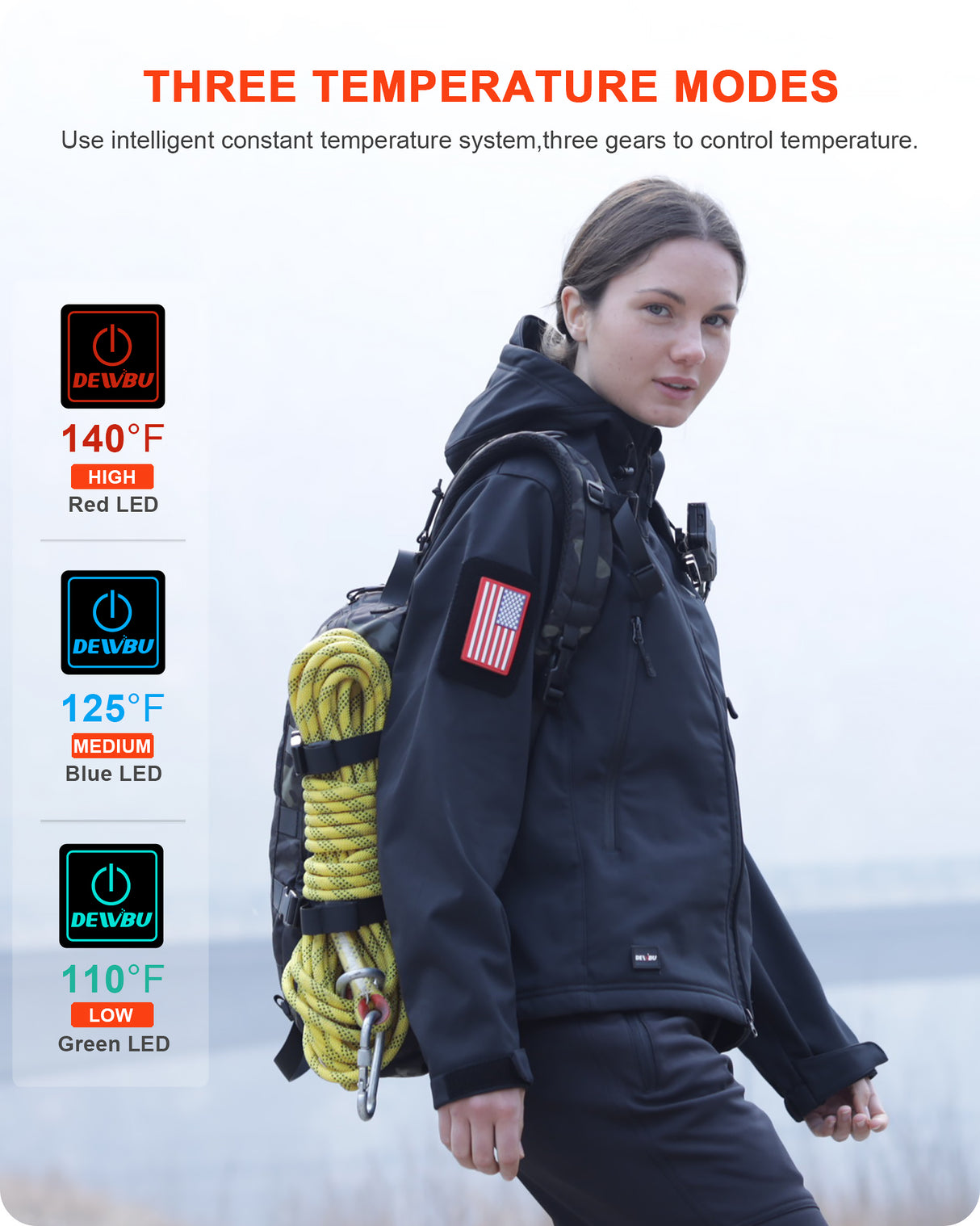 Soft Black DEWBU® 12V Battery With Heated - Jacket Shell Women\'s Pack
