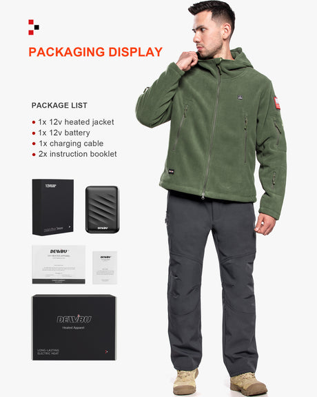 Men's Polar Fleece Heated Jacket With 12V Battery Pack