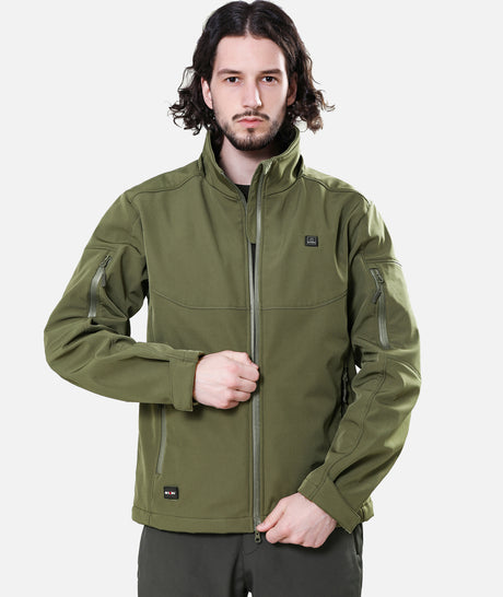 Men's Heated Jacket Detachable Hood With 12V Battery Pack - Olive Green