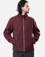 [New Color] Men's Heated Jacket Detachable Hood With 12V Battery Pack - Red