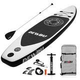 DEWBU Inflatable Stand Up Paddle Board with Paddle Surfboards-White/Black