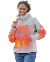 Women's Polar Fleece Heated Jacket With 12V Battery Pack - Heather Grey