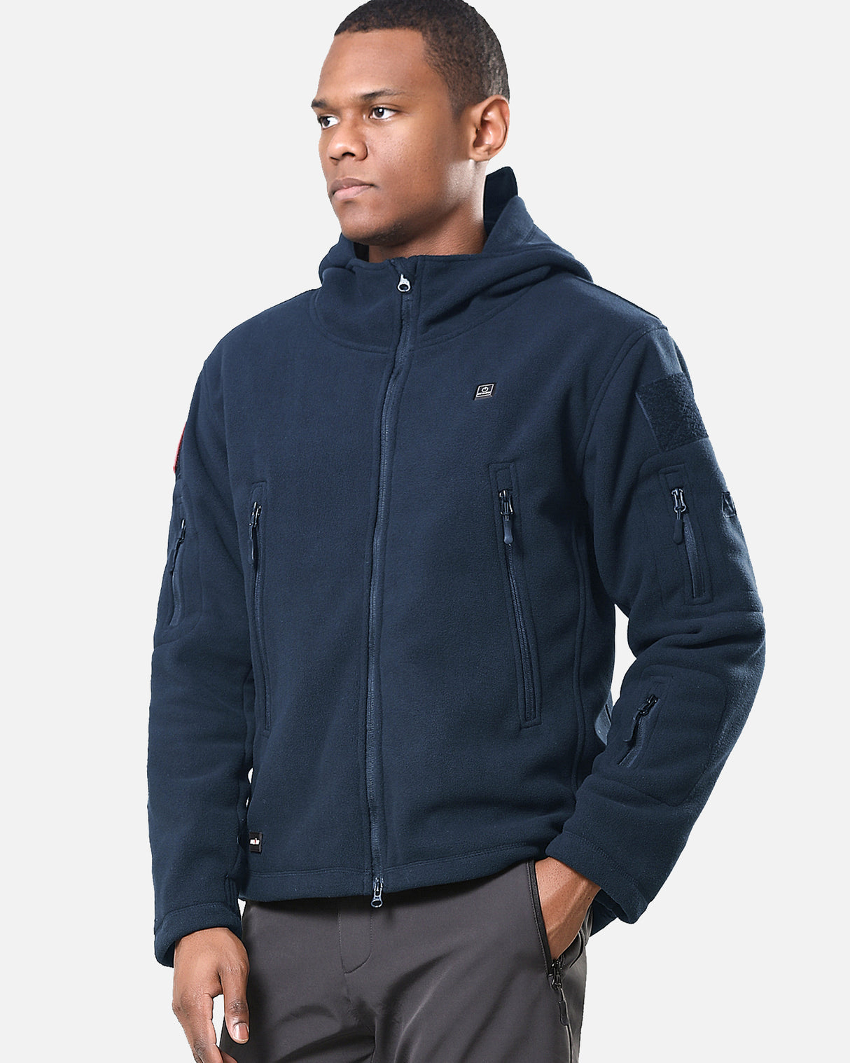 Men's Polar Fleece Heated Jacket With 12V Battery Pack - Navy Blue