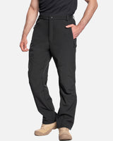 Men's Soft Shell  Heated Pants with 12V Battery Pack Fleece Lined - Pure Black