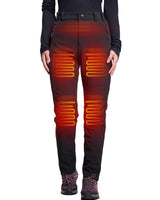Women's Soft Shell  Heated Pants with 12V Battery Pack Fleece Lined - Black