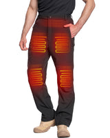 Men's Soft Shell  Heated Pants with 12V Battery Pack Fleece Lined - Pure Black