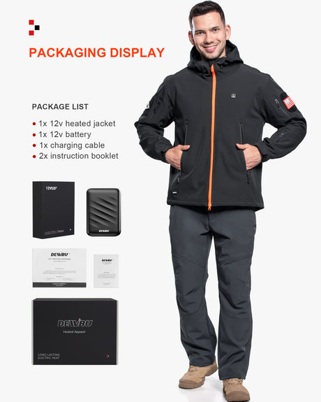 Men's Soft Shell Heated Jacket With 12V Battery Pack