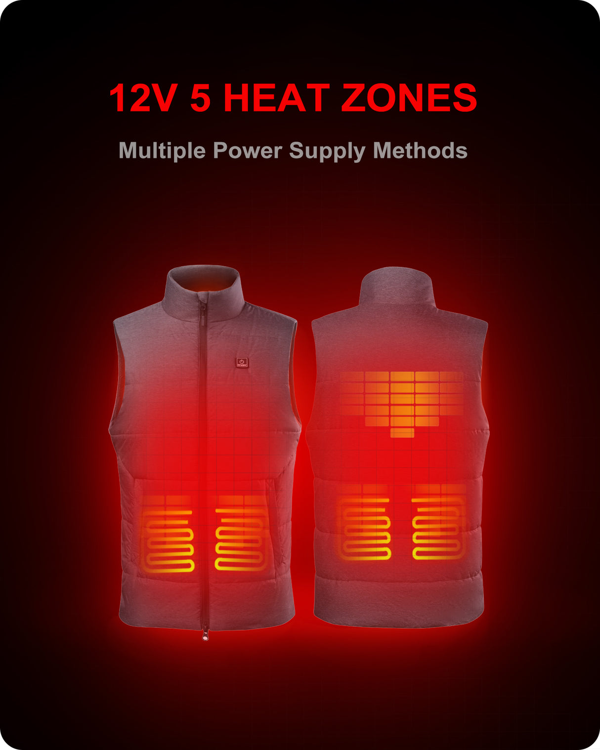 Men's Heated Vest With 12V Battery Pack - Grey