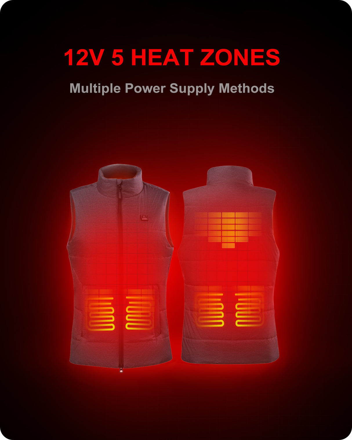 Women's Heated Vest With 12V Battery Pack - Grey