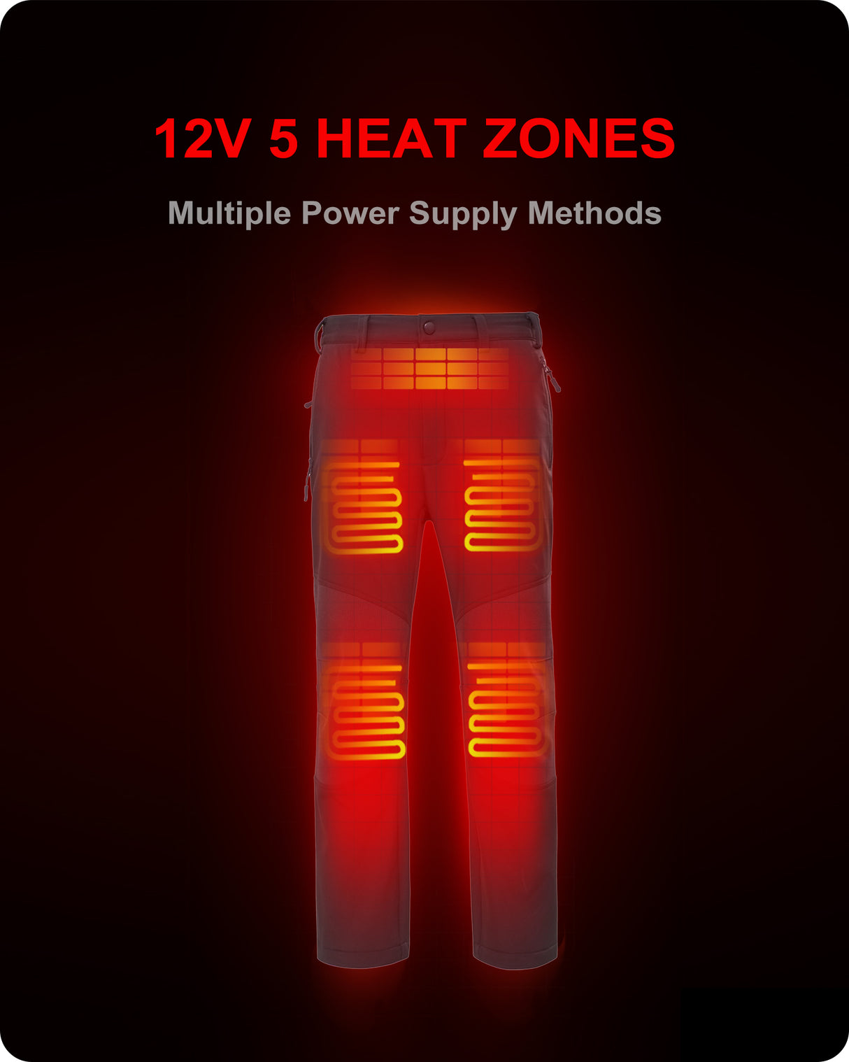 Men's Soft Shell  Heated Pants with 12V Battery Pack Fleece Lined
