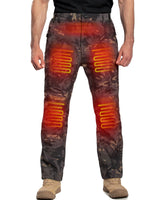 Men's Soft Shell  Heated Pants with 12V Battery Pack Fleece Lined - Black Camo