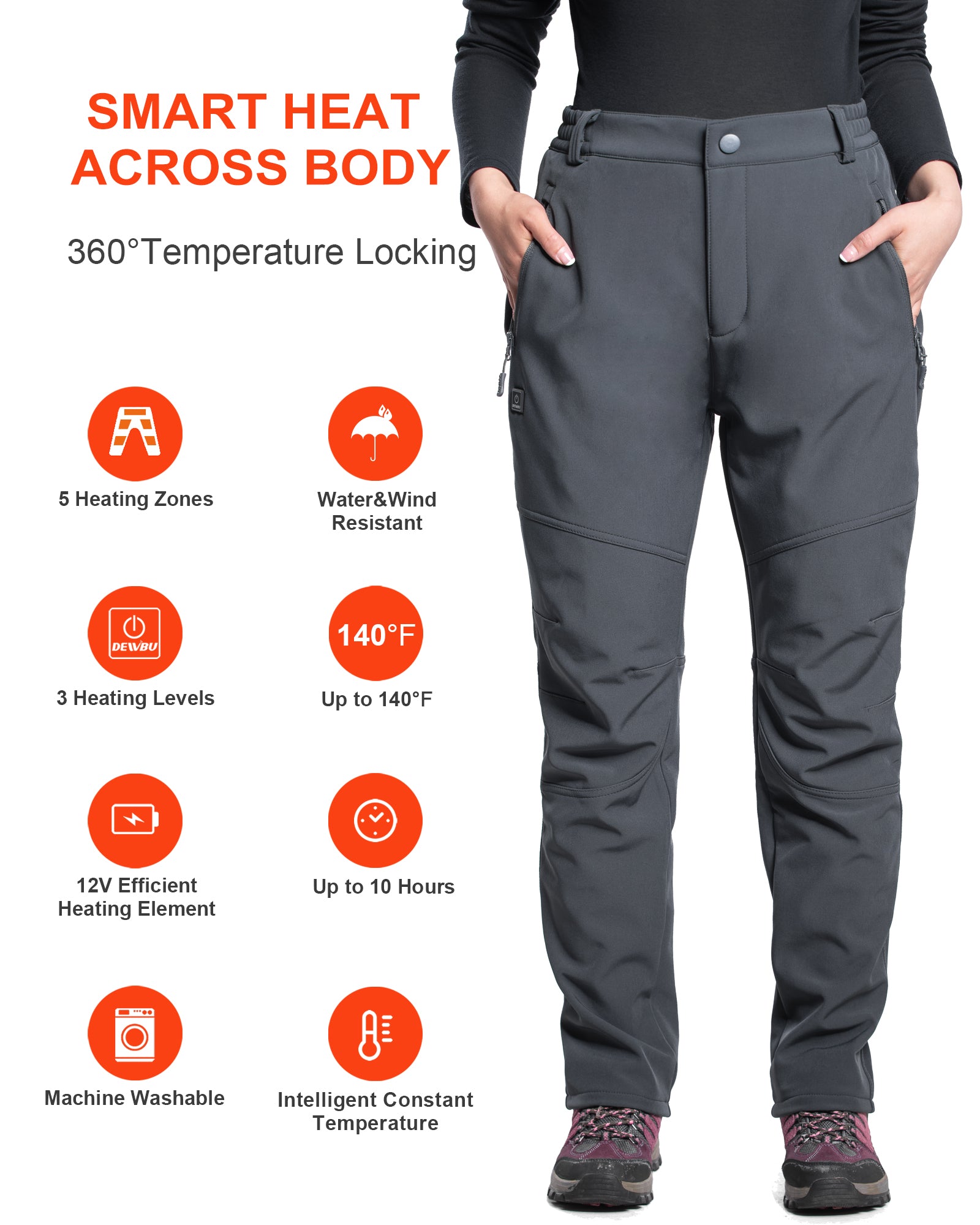 Women's 12V Heated Pants | Slim Fit & Windproof | DEWBU®