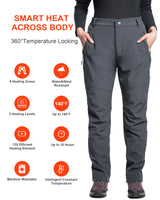 Women's Soft Shell Heated Pants with 12V Battery Pack Fleece Lined - Grey