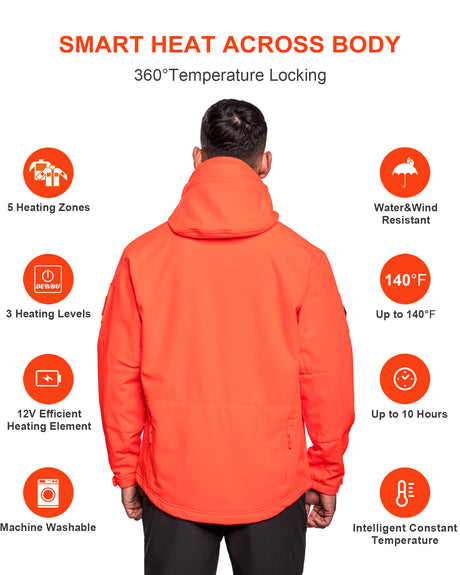 Men's Soft Shell Heated Jacket With 12V Battery Pack