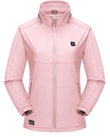 Women's Heated Jacket Detachable Hood With 12V Battery Pack - Pink