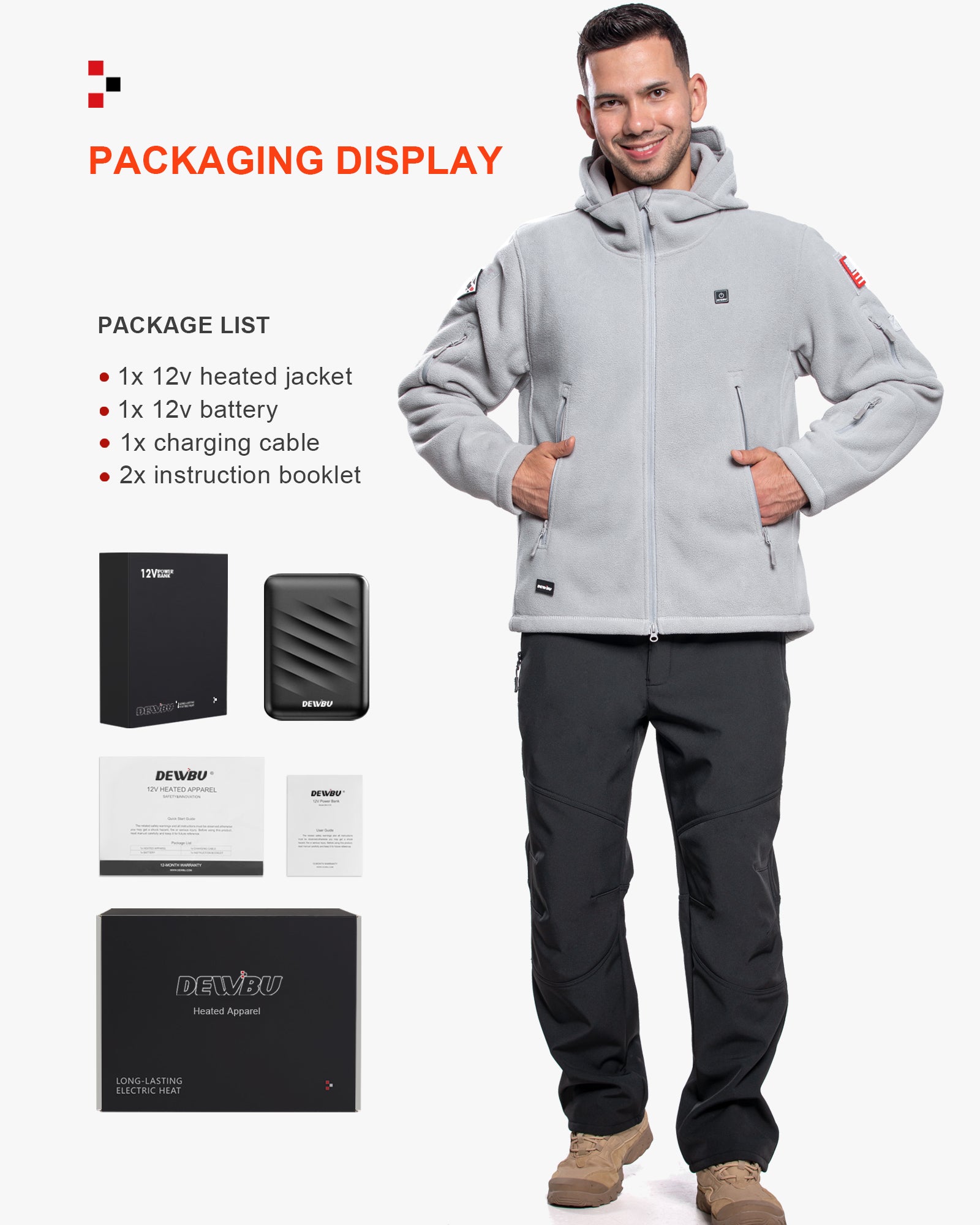Men's 12V Heated Fleece Hoodie | Lightweight Layering | DEWBU®