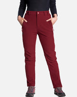 Women's Soft Shell  Heated Pants with 12V Battery Pack Fleece Lined - Red