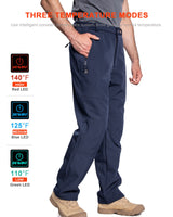 Men's Soft Shell  Heated Pants with 12V Battery Pack Fleece Lined - Dark Blue
