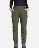 Women's Soft Shell  Heated Pants with 12V Battery Pack Fleece Lined -Olive Green