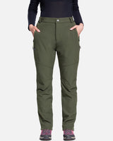 Women's Soft Shell  Heated Pants with 12V Battery Pack Fleece Lined -Olive Green
