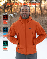 Men's Soft Shell Heated Jacket With 12V Battery Pack - Orange