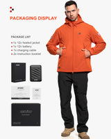 Men's Soft Shell Heated Jacket With 12V Battery Pack - Orange