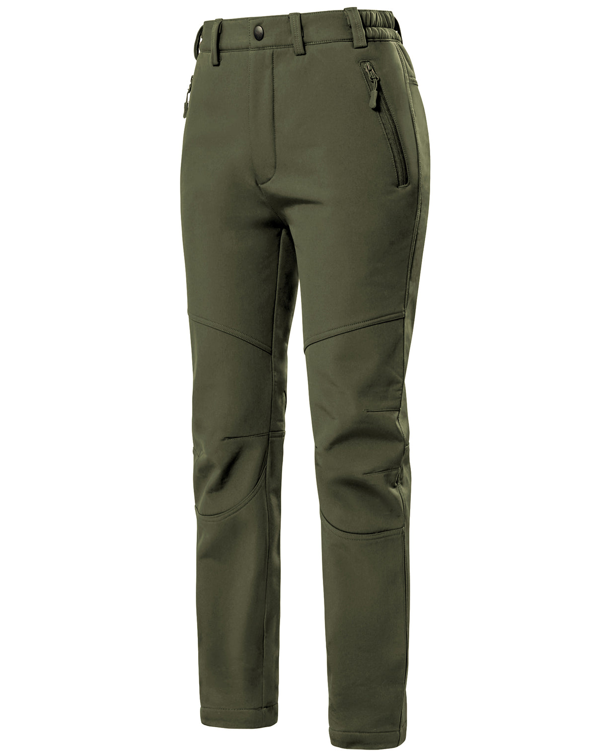 Women's Soft Shell  Heated Pants with 12V Battery Pack Fleece Lined -Olive Green