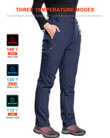 Women's Soft Shell  Heated Pants with 12V Battery Pack Fleece Lined -Dark Blue