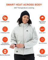 Women's Soft Shell Heated Jacket With 12V Battery Pack -Ice Grey