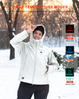 Women's Soft Shell Heated Jacket With 12V Battery Pack -Ice Grey