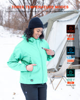Women's Soft Shell Heated Jacket With 12V Battery Pack -Mint