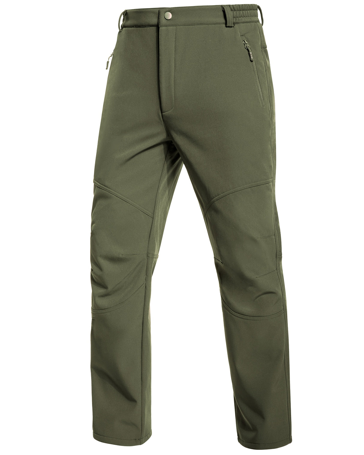 Men's Soft Shell  Heated Pants with 12V Battery Pack Fleece Lined - Olive Green