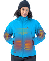 Women's Soft Shell Heated Jacket With 12V Battery Pack -Ice Blue