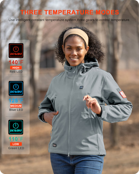 Women's Soft Shell Heated Jacket With 12V Battery Pack