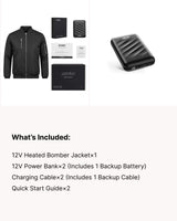 12V Men's Everyday-Comfort Heated Bomber Jacket & Extra Battery Bundle