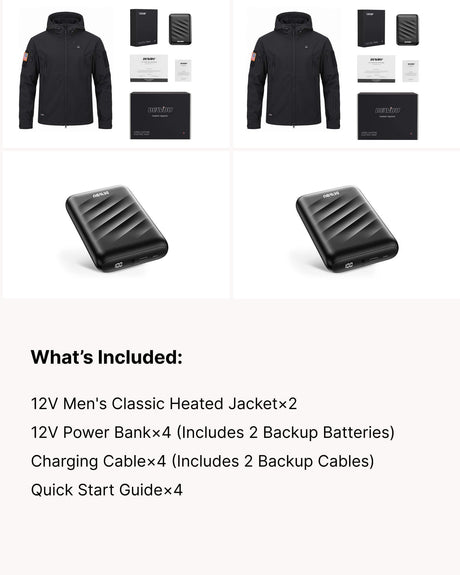 12V Softshell Heated Jacket & Extra Battery Gift Bundle for Men