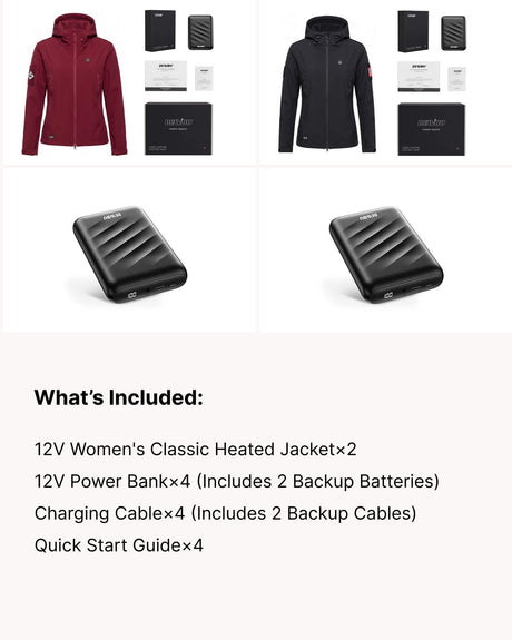 12V Softshell Heated Jacket & Extra Battery Gift Bundle for Women