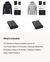 12V Fleece Heated Jacket & Extra Battery Gift Bundle for Women