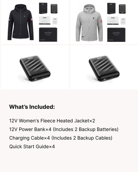 12V Fleece Heated Jacket & Extra Battery Gift Bundle for Women