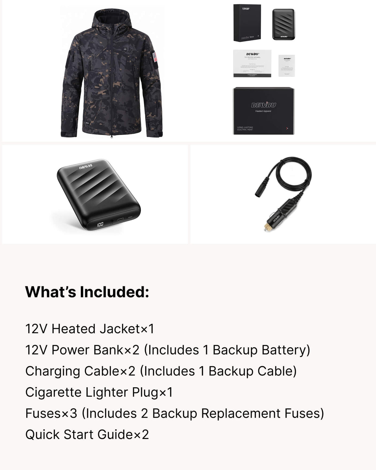 12V Hunting/Outdoor Softshell Heated Jacket & Accessory Bundle in Camo Black