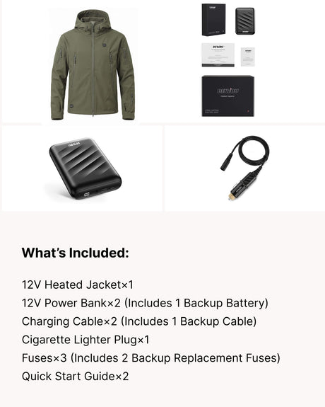 12V Hunting/Outdoor Softshell Heated Jacket & Accessory Bundle in Olive Green