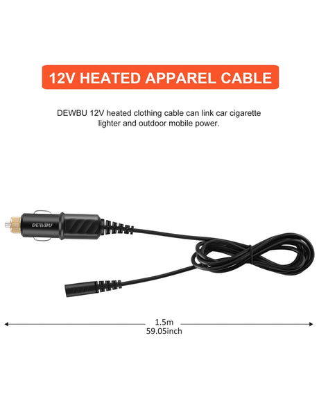 12V Heated Jacket Wire Cigarette Lighter Plug For Heating Gears