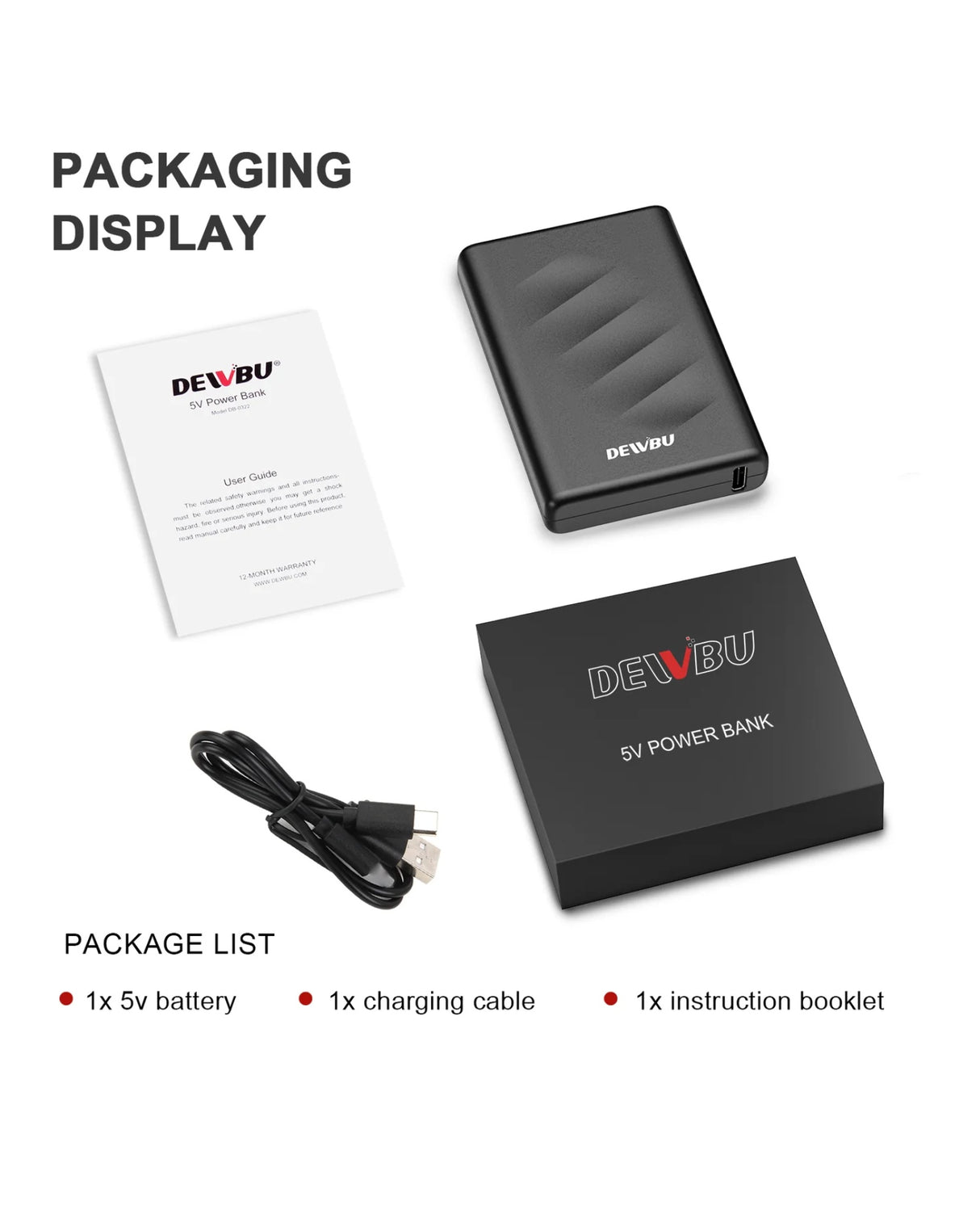 DEWBU® 5V Power Bank Charger For Heated Gloves  Batteries