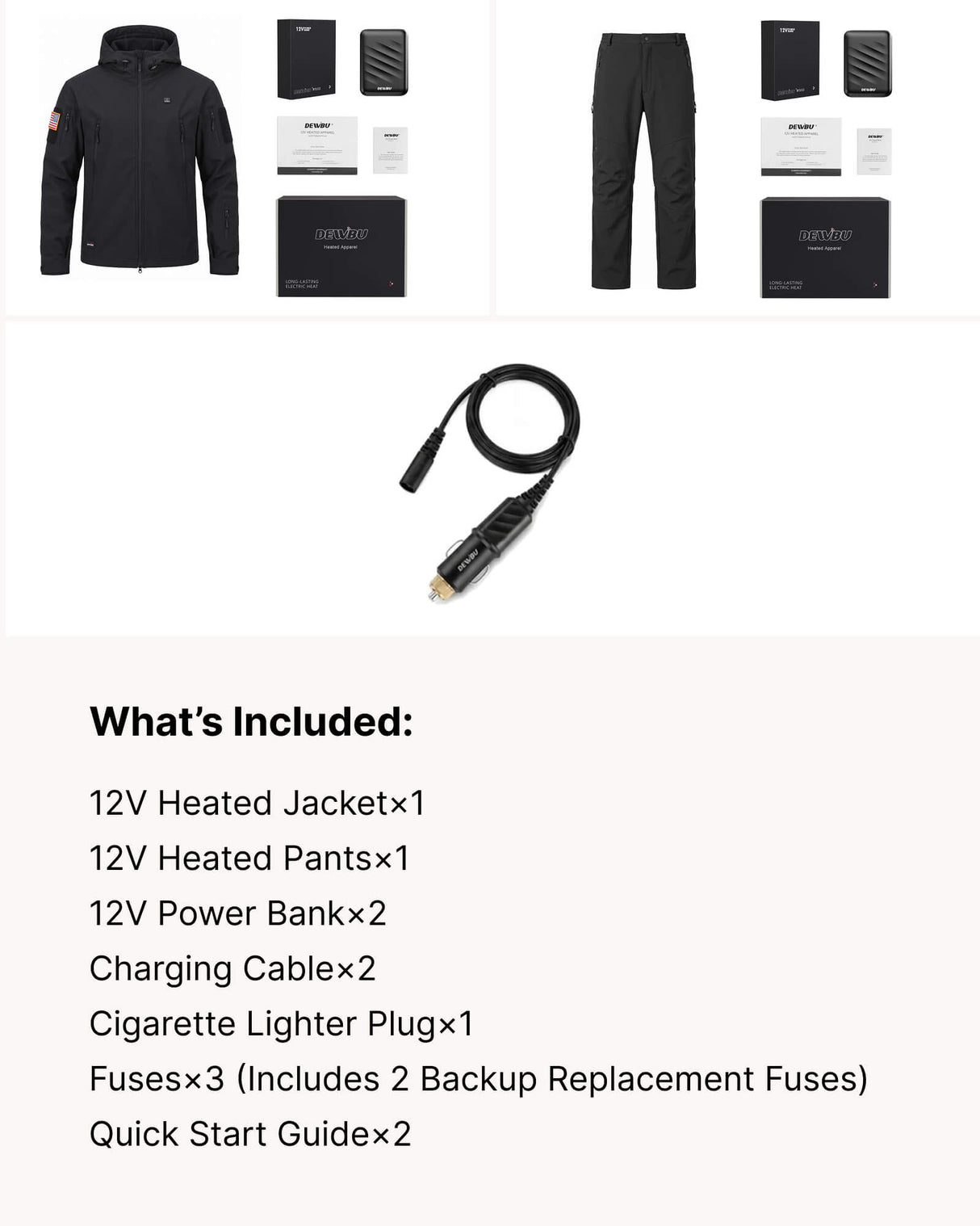 12V Men's Worksite Full-Body Softshell Heated Suit  & Cigarette Lighter Cable Bundle