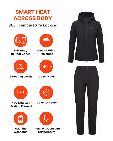 12V Women's Worksite Full-Body Softshell Heated Suit  & Cigarette Lighter Cable Bundle