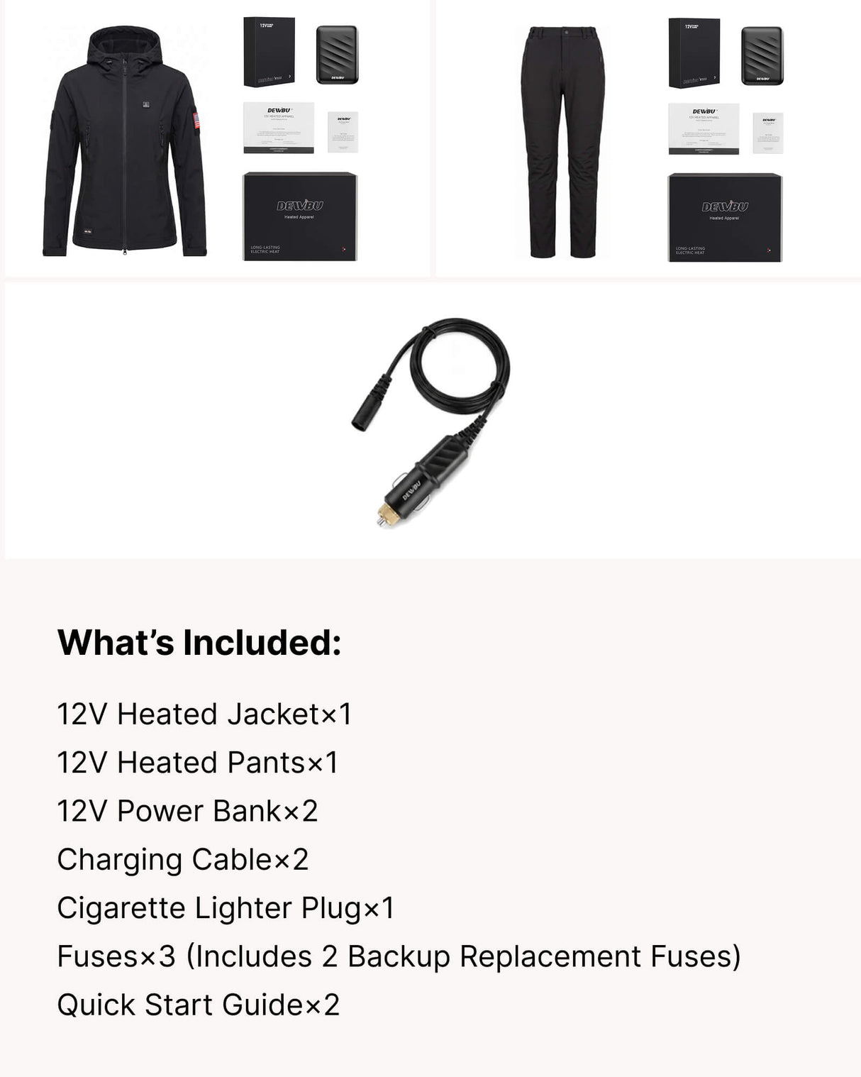 12V Women's Worksite Full-Body Softshell Heated Suit  & Cigarette Lighter Cable Bundle